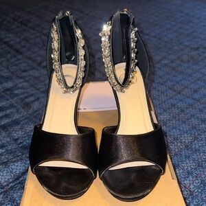 Journee Collection Black Heels with Sparkling Accents